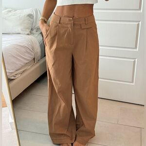 Women's Tan Wide-Leg Pants